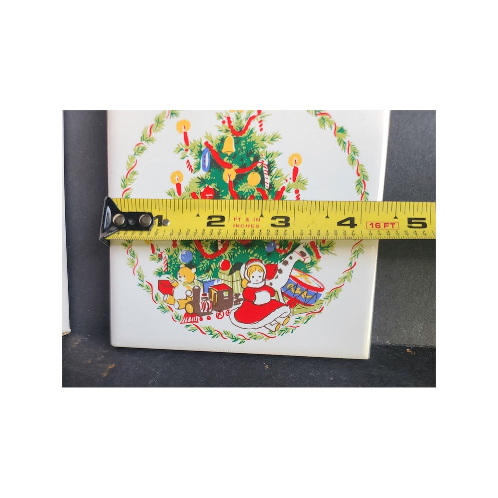 Christmas Tree and Carolers Ceramic Tile Trivets Set 2 Vintage JASCO 1982 - Picture 9 of 10
